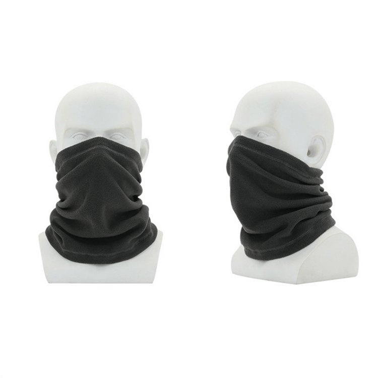 Multifunctional Black polar fleece neck gaiter tube face mask bandana drawstring
