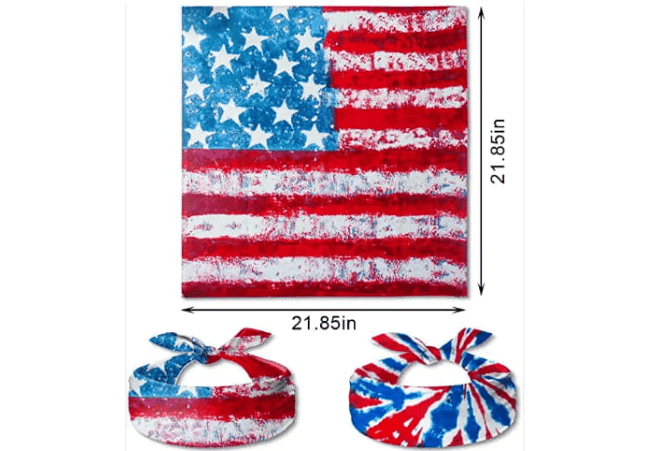 Cheap 100% Cotton Double-Sided USA Flag Scarf Head Wrap USA Flag Bandanas-3