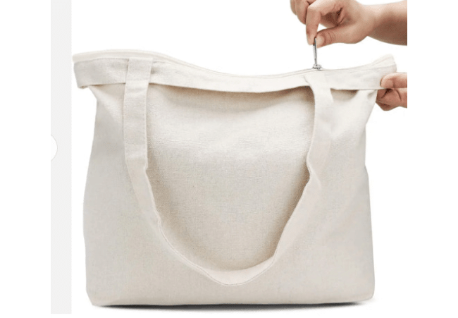 Distribution canvas bag Custom Logo Shopping gift promotional gift zipper pocket Reusable Tote Bag-2