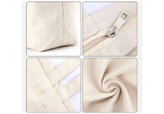 Distribution canvas bag Custom Logo Shopping gift promotional gift zipper pocket Reusable Tote Bag-3