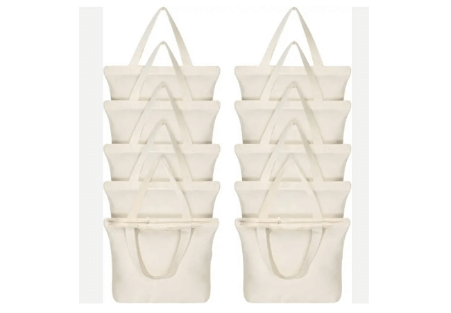 Distribution canvas bag Custom Logo Shopping gift promotional gift zipper pocket Reusable Tote Bag-4