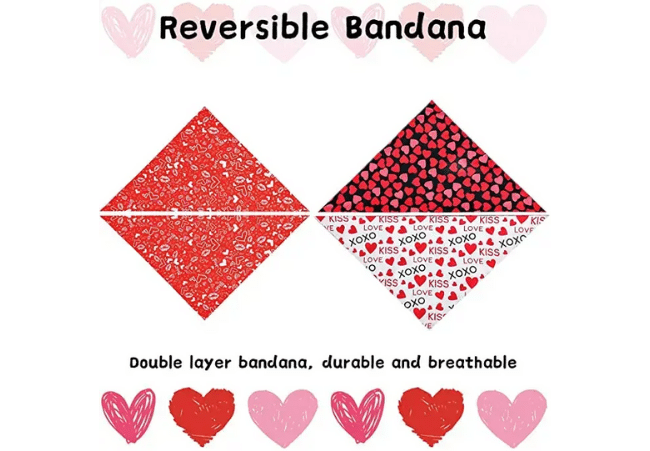 Double Layer Durable Custom Dog Bandana Love Digital Print Absorption Soft Fabric with Design Logo Pet Triangle Bandana-6